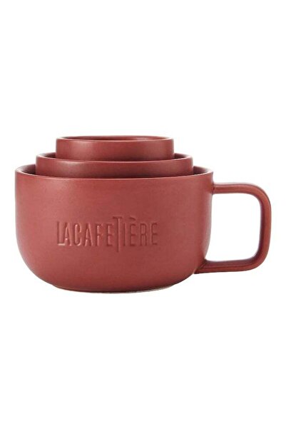 La Cafetiere 3-Piece High Quality Porcelain Family Mug Set Red