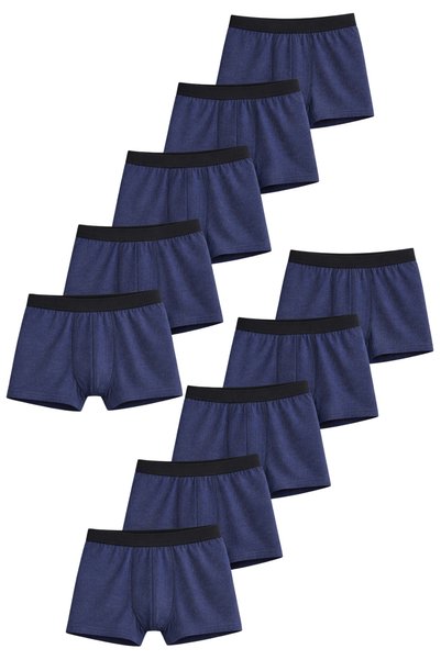 Freemen Boys' Cotton Slim Fit Breathable Boxers 10-Pack Navy Blue-Navy Blue