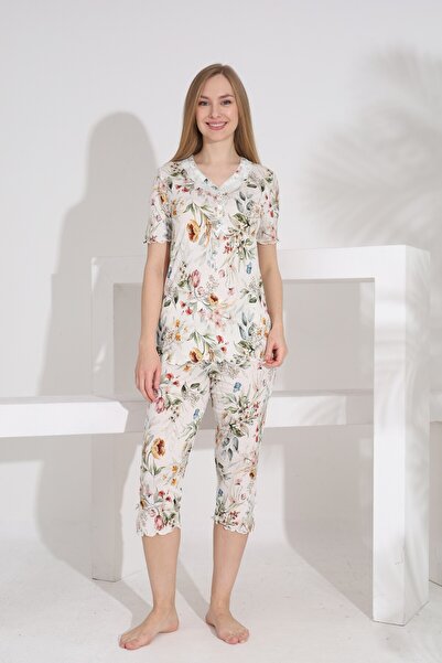 Evia Angelique Bamboo Fabric Short Sleeve Women's Capri Set 22275