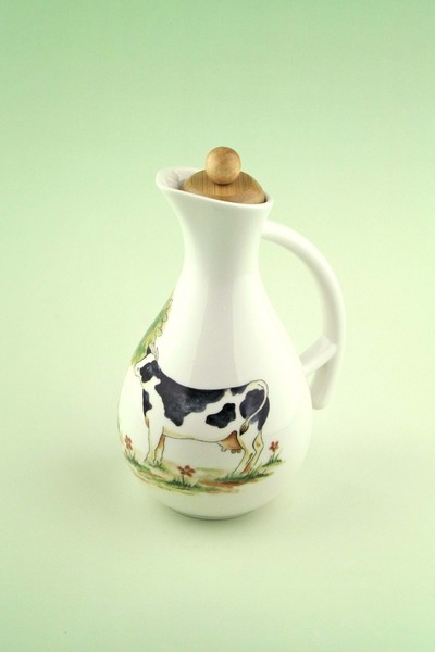 Bursa Porselen Dekor Farm Vacuum Oil Container with Wooden Lid