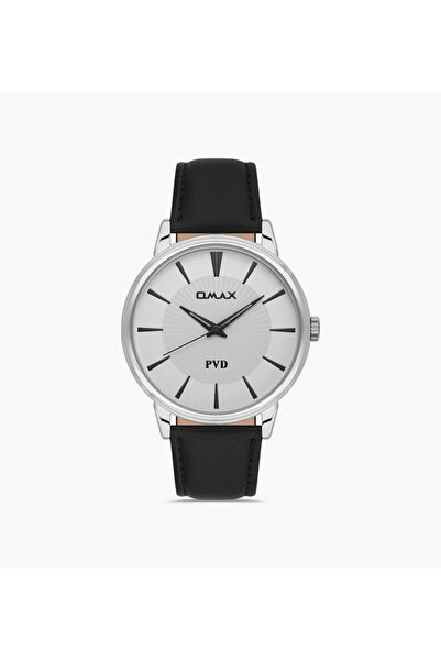 Omax Men's Silver Analog Leather Strap Watch