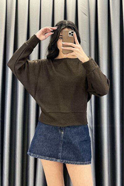 Tmptekstil Bat Sleeve Sweater - Brown Brown