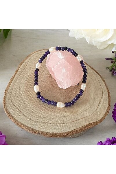 Ezera Brățară Nedia cu jad violet fațetat și perle