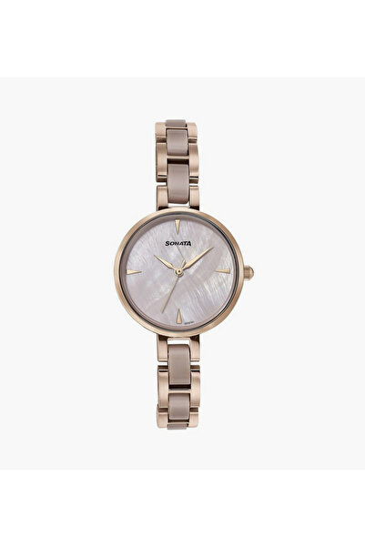 SONATA Women's 30 MM Grey & Rose Gold Analog Stainless Steel Watch