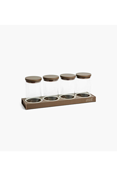 Otantik 4-Piece Porcelain Canister Set with Tray