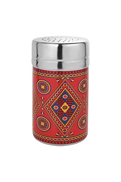 AL SANIDI Najdi Inscription Steel Spices Storage, Tea, Coffee And Sugar, Red,...