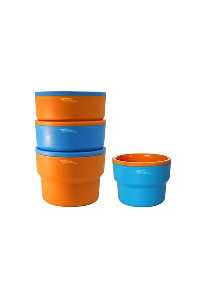 Tierra Multi-Use Cups with Bag, Orange*Blue, 4-Piece Set of 200 ml