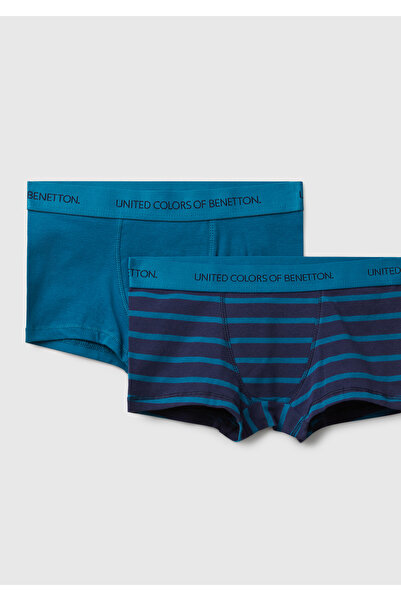 United Colors of Benetton Момчешки комплект боксерки с тъмносин кант и лого (...