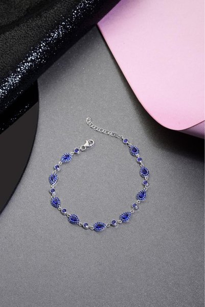 innuendo jewelery 925 Ayar Gümüş Lacivert Damla Bileklik