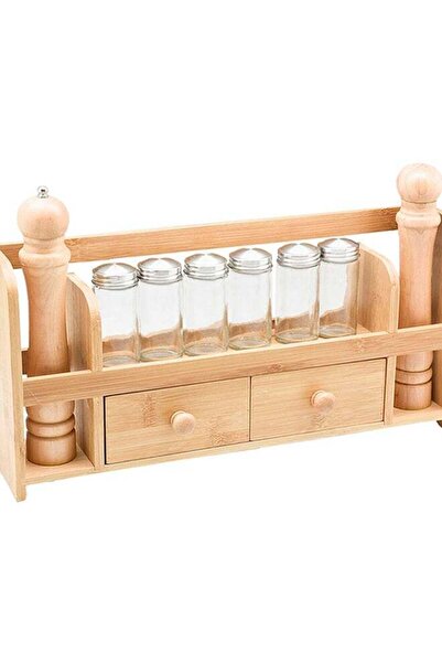 Bien Servi 9-Piece Bamboo Seasoning Set with Rack