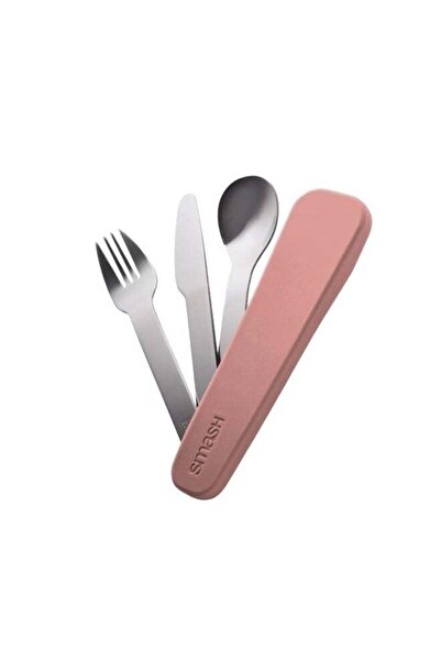 Smash Stainless Steel Durable Cutlery Set with Pouch Silver and Pink