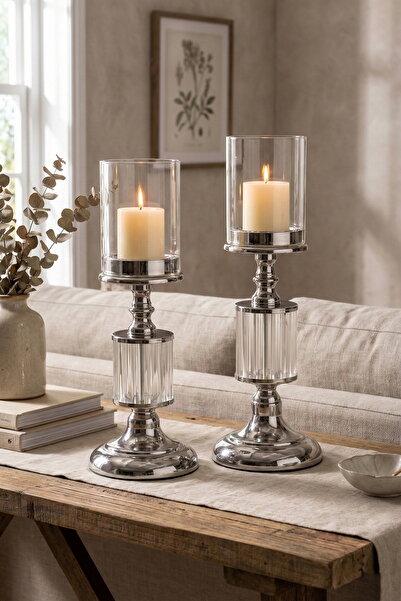 AbajurAksesuar Mopkira Krom İkili Mumluk