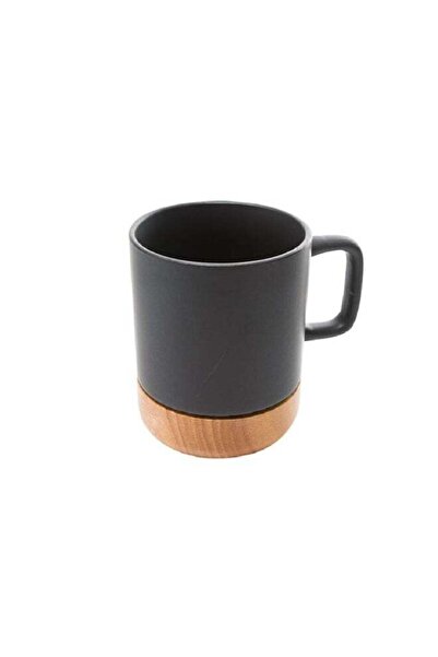 Secret de Gourmet Ceramic and Wood Modern Coffee Mug Black and Brown 430 ml