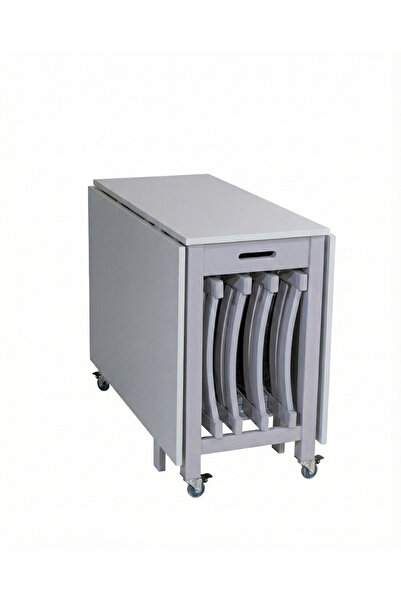 wline FOLDING TABLE WITH 4 GREY CHAIRS