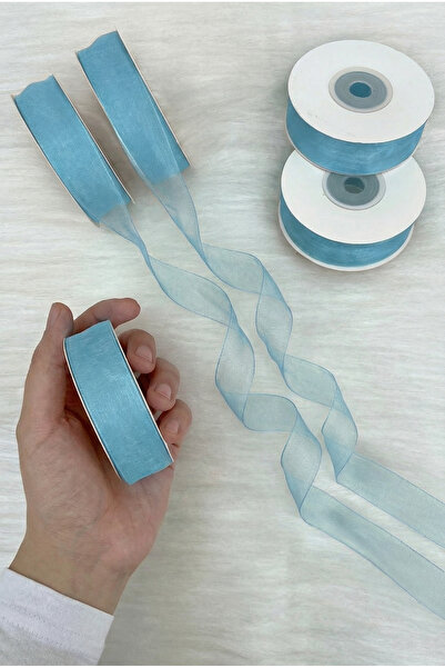 ZEYMERADE Panglică din tul organza albastră 2 cm 22 m, Mireasă, Pachet, Logod...