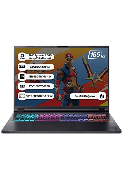 ACER Nitro 18 NH.QYFEY.001-32 Ryzen AI 9 365 32GB 1TB SSD RTX5070Ti-12GB 165H...