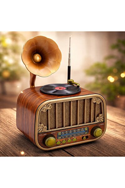 Rose Masa Üstü Nostalji Gramafon Radyo Bluetoothlu