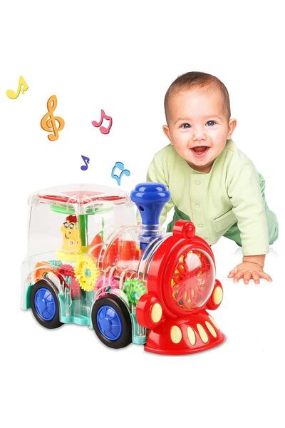 Arabest لعبة قطار كهربائي شفاف مزود بأضواء وامضة وموسيقى، ألعاب تعمل بالبطارية