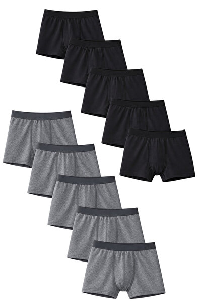 freemen Boys' Cotton Slim Fit Breathable Boxers 10-Pack Black-Anthracite