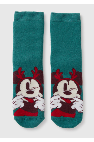 United Colors of Benetton Момчешки зелени чорапи с принт на Дисни