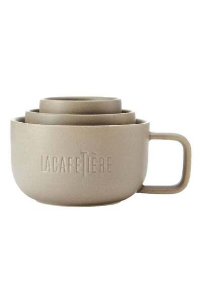 La Cafetiere 3-Piece High Quality Porcelain Family Mug Set Almond