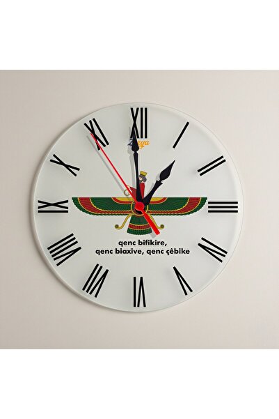 ZERYA ساعة حائط بأرقام رومانية مكتوبة باللغة الكورية مع تصميم أهورا مازدا