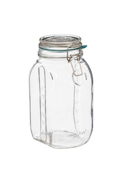 Generic Five Simply Smart Jarro Glass Jar with Clip Closure Clear and Green 2 L
