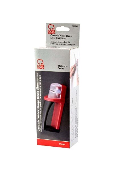 Chef Craft Ceramic Water Stone Knife Sharpener Red and Black 6.75 Inch