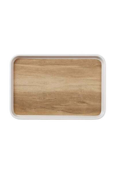 Felli Elegant Design Melamine Rectangular Serving Tray Brown and White