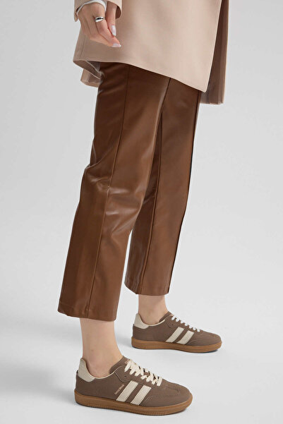 Tonny Black Unisex Vizon Bej Termo Taban Yanı Şeritli Bağcıklı Spor Ayakkabı