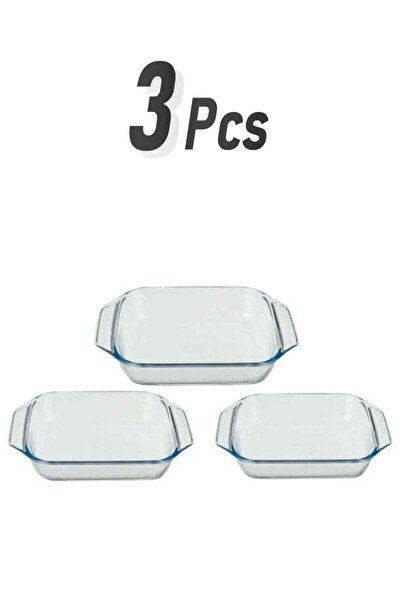 Pyrex 3-Piece Optimum Rectangular Roaster Set Clear Big Roaster 25, Medium Ro...