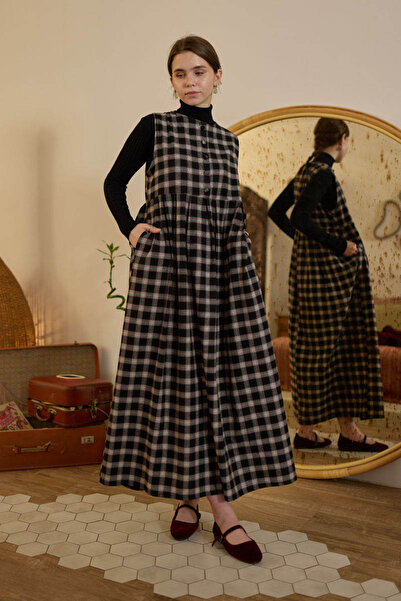 ZÜLAYS Ekose Desenli Jile Siyah