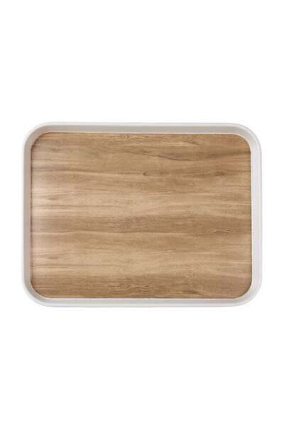 Felli Elegant Design Melamine Rectangular Serving Tray Brown and White