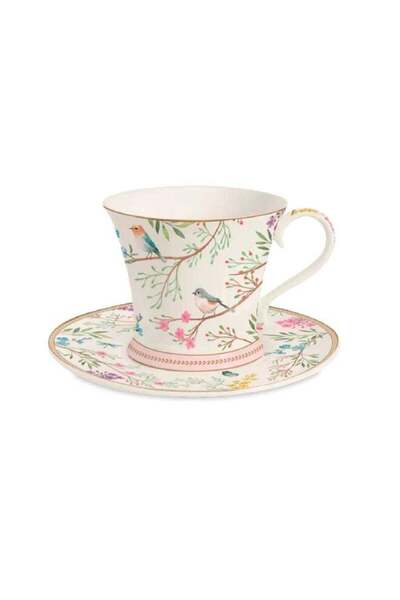 Generic Easy Life Birds Melody Porcelain Tea Cup and Saucer Set