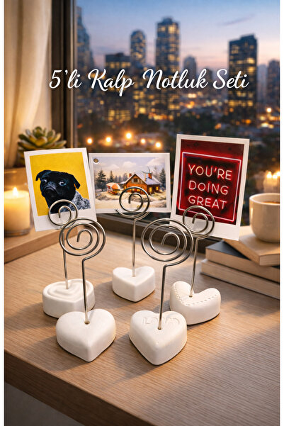 Rota Hediyelik 5'li Kalp Not Fotoğraf Tutucu Ofis Masaüstü Set Sevgililer Gün...