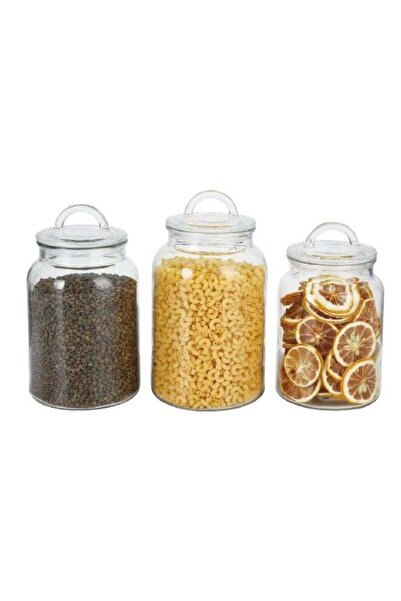 Parfait مجموعة علب زجاجية متينة محكمة الإغلاق للمطبخ مكونة من 3 قطع شفافة