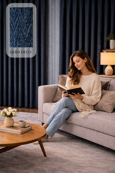 QUBA DECO ستارة جاكار فاخرة ذات ملمس متين على شكل جلد السمك لغرفة المعيشة وغر...