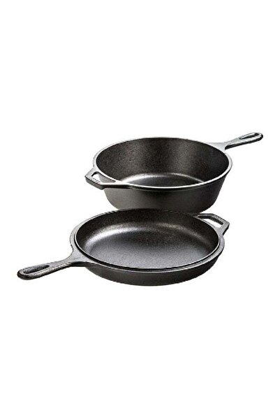 Lodge Naturally Seasoned Even Heating Cast Iron Combo Cooker Black 3 Liter