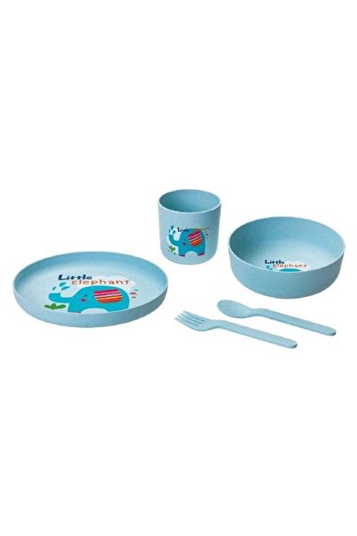Parfait 5-Piece Little Elephant Printed Kids Dining Set Blue