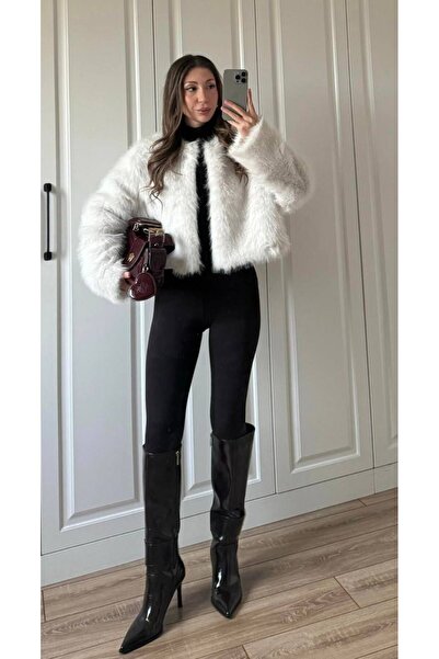 MAESTRO WOMAN Γυναικεία γούνα με λευκή επένδυση, κοντή, μαλακής υφής