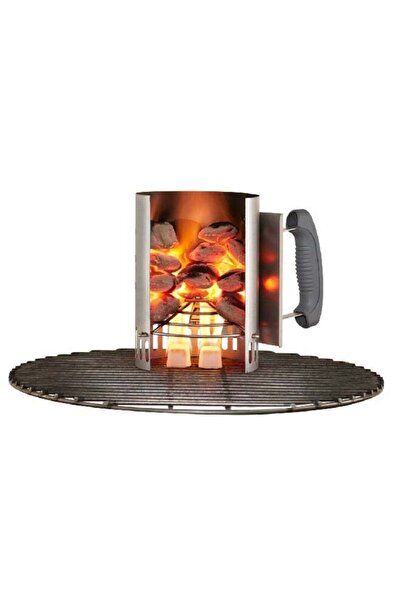 WEBER Rapidfire Compact Elegant Ergonomic Handle Charcoal Chimney Starter Silver