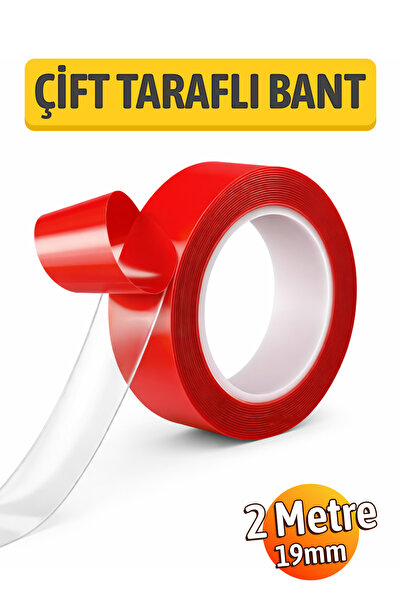 Badem10 (1 Adet) Çift Taraflı İz Bırakmayan Şeffaf Akrilik Bant Çivi Gerektir...