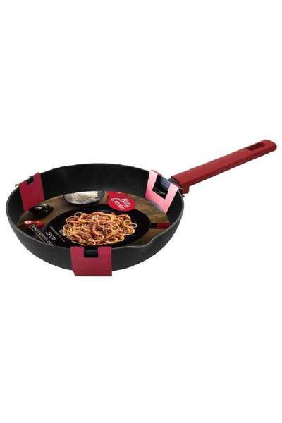 BETTY CROCKER Induction Bottom Non-Stick Wok with Bakelite Handle Black and Red