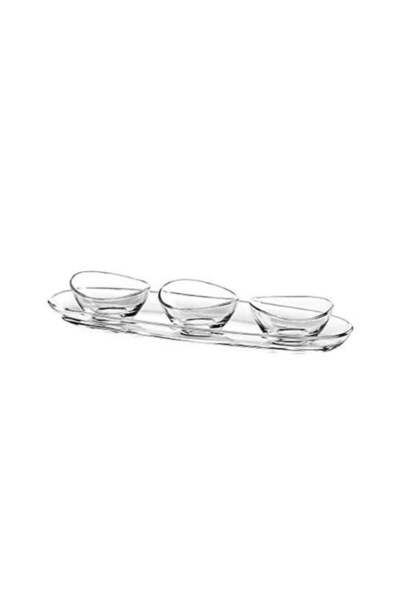 Vidivi 4-Piece Papaya Dishwasher Safe Serving Bowls with Platter Set Clear 70 ml