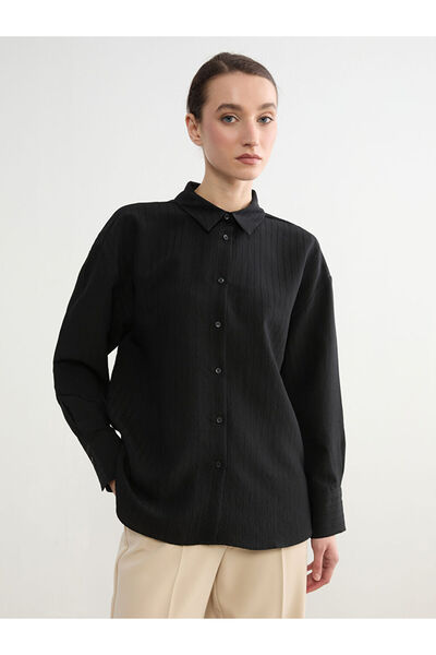 LC Waikiki قميص نسائي مخطط أسود من GULIS GİYİM