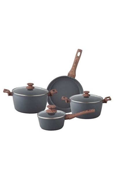 Parfait 7-Piece Forged Aluminum Cookware Set Grey and Brown