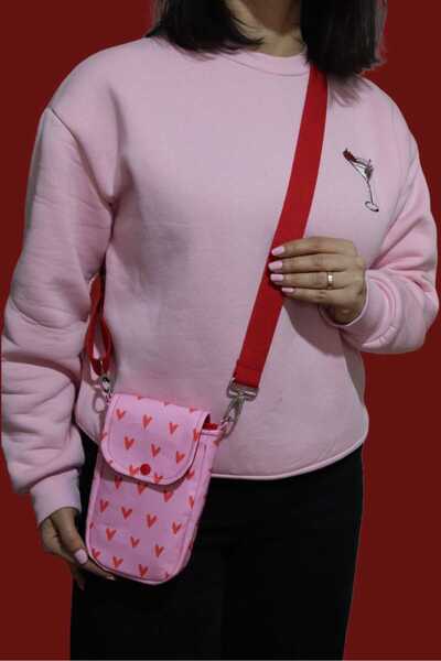 BUSRAKAZANCDESİGN Valentine's Day Heart Adjustable Crossbody Phone Bag