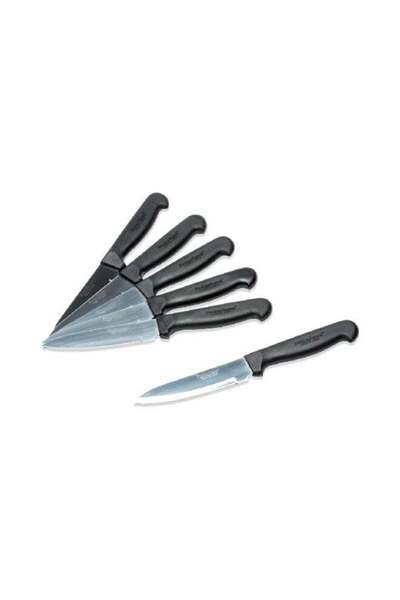 Professional 6-Pieces Mini Cook Knife Set Black and Silver 4 Inch