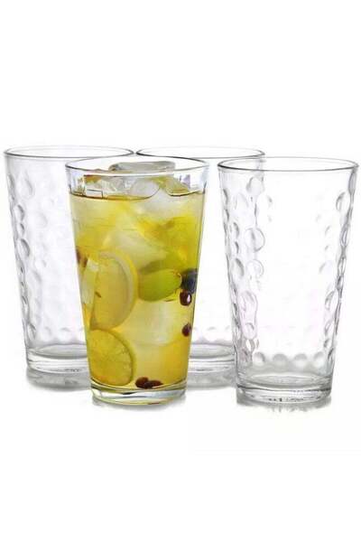 Gibson 4-Piece Bubble Pattern Great Foundations Glass Tumbler Set Clear 16 oz