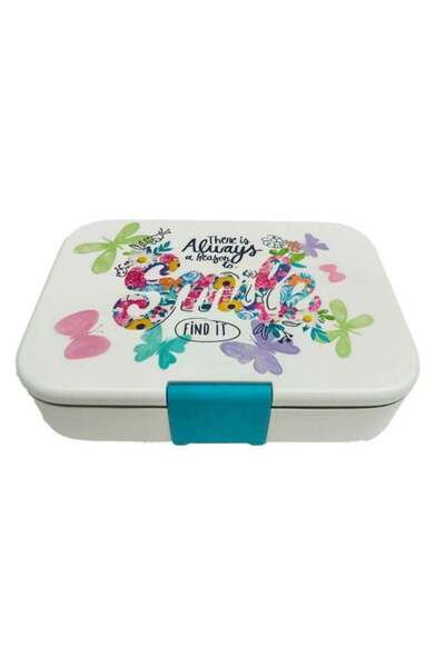 Parfait علبة غداء للأطفال مطبوع فراشة مبتسمة، متعددة الألوان، سعة 1 لتر